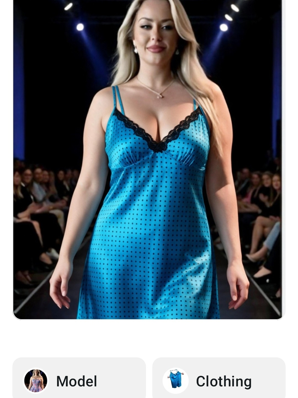Satin Lace-Trim Slip Night Chemise in Teal FREE Earrings
